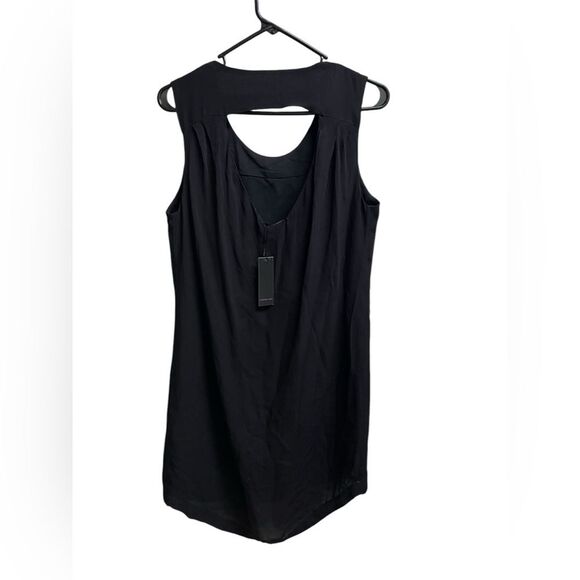 NWT Isabel Lu 100% Silk Black Sleeveless Hi-Low Mini Dress w/ Keyhole Back SZ L - Picture 2 of 3